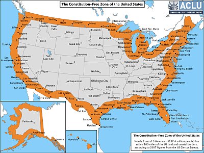 map of â€œThe Constitution-Free Zone of the United Statesâ€ (source: American Civil Liberties Union)