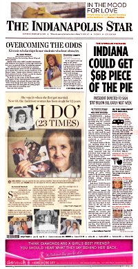Indianapolis Star: front page, February 14, 2009