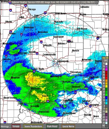 NWS Radar, February 24, 2011, 6:42pm EST