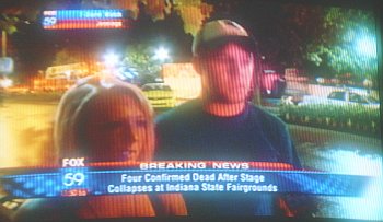 Screenshot, WXIN coverage of Fairgrounds stage collapse, June 13, 2011: 11:32 am