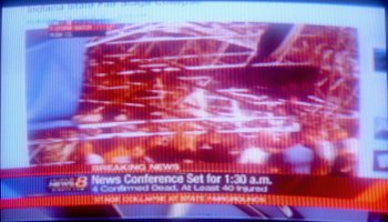 Screenshot, WISH coverage of Fairgrounds stage collapse, June 14, 2011: 12:40 am