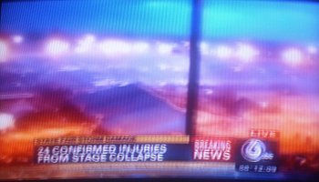 Screenshot, WRTV coverage of Fairgrounds stage collapse, June 14, 2011 12:09 am