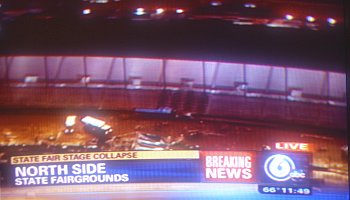 Screenshot, WRTV coverage of Fairgrounds stage collapse, June 13, 2011: 11:49 pm