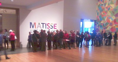 11 January 2014: Admission line for the final day of the Indianapolis Museum of Art's Matisse exhibit. 